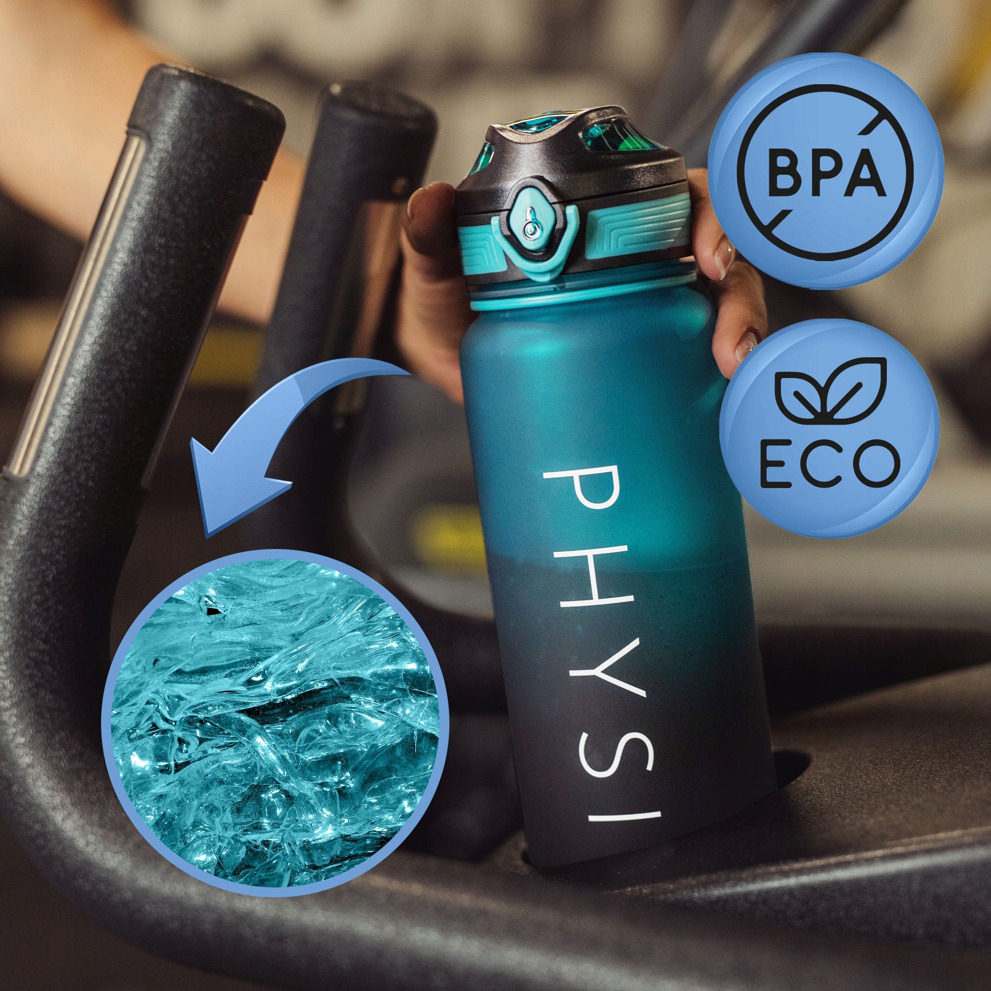 Bottle Water Bottle Tritan Airtight With Sports Measure 1000ml BPA Free Brand Physiq