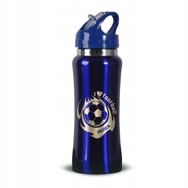 Bottle for footballer + any name steel blue WITH ENGRAVING for gift Manufacturer code but600n piłkarz