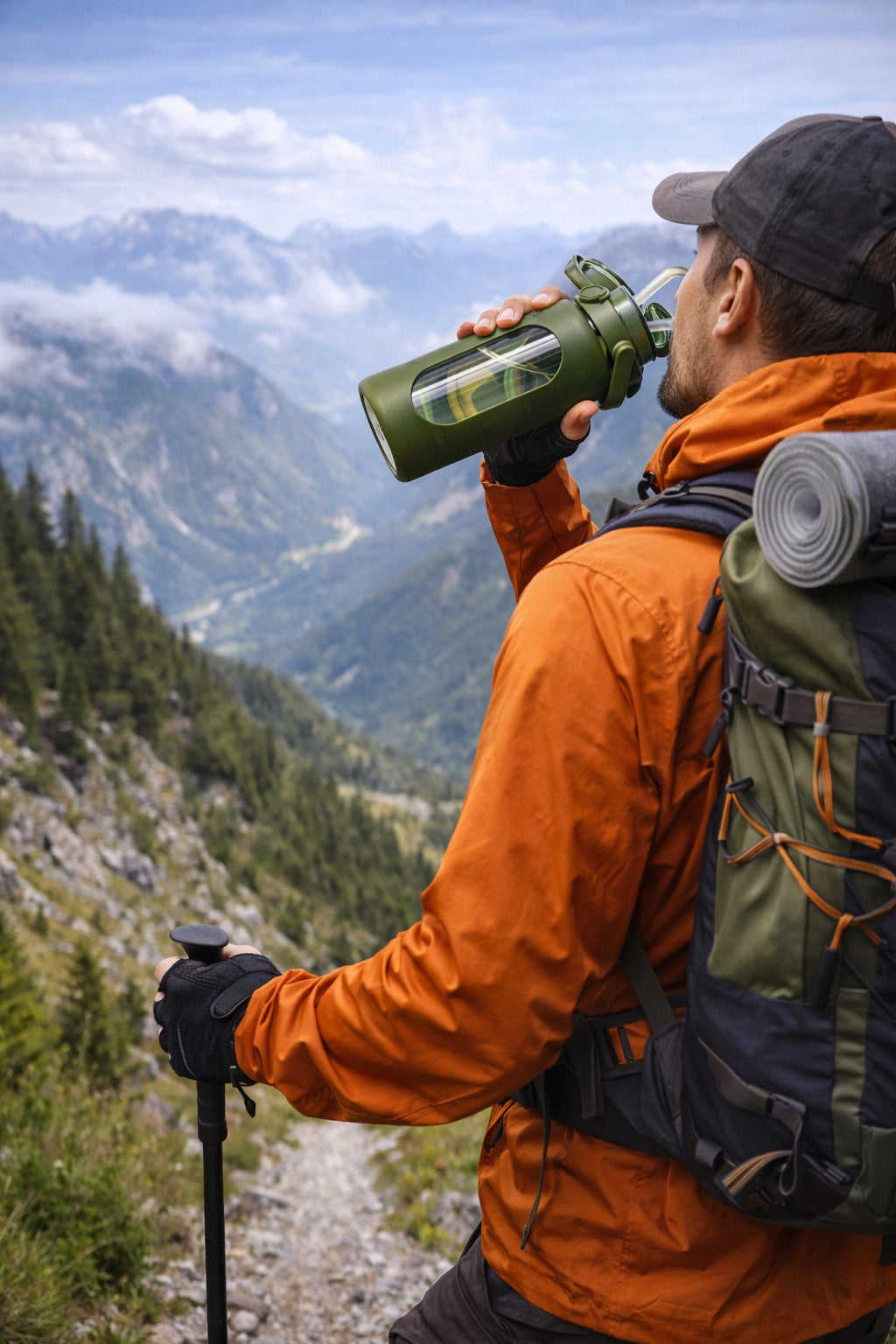 Bottle glass bottle 1 8 l for gym water with phone holder Manufacturer code OFO/1