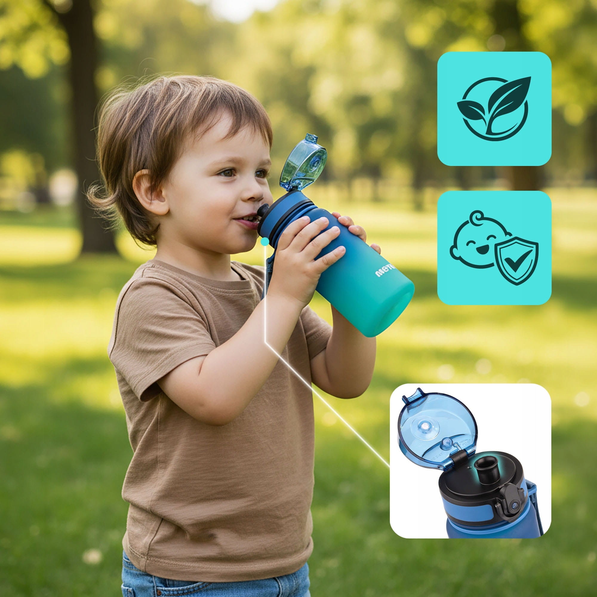 Bottle sports bottle 350ml for a child on a trip with mouthpiece SITKO Brand Meteor