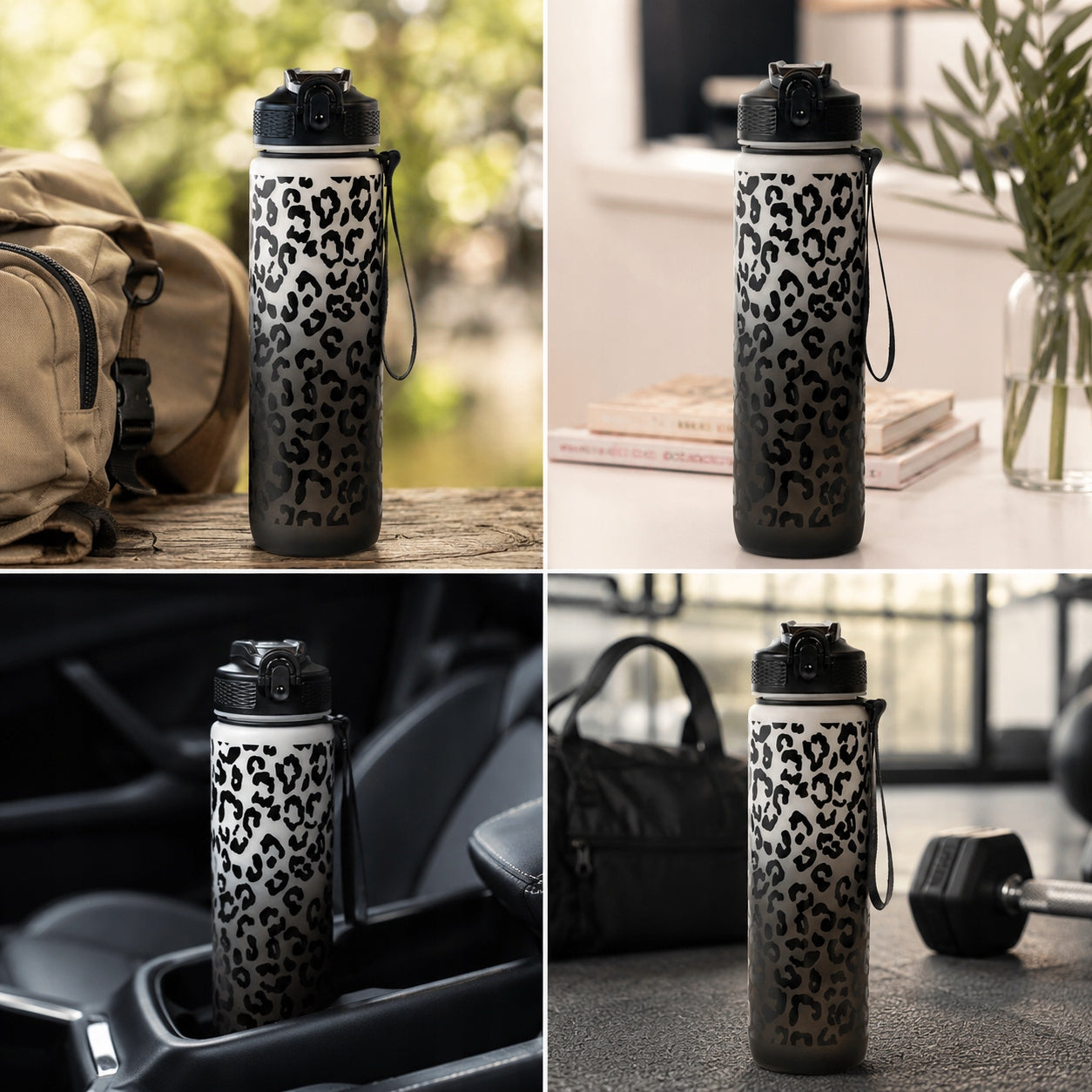 Bottle with mouthpiece for motivational water Ombre 1l Black with gray Manufacturer code BD43WZ1