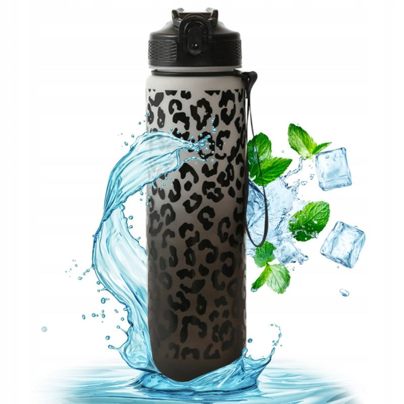 Bottle with mouthpiece for motivational water Ombre 1l Black with gray Volume 1000 ml