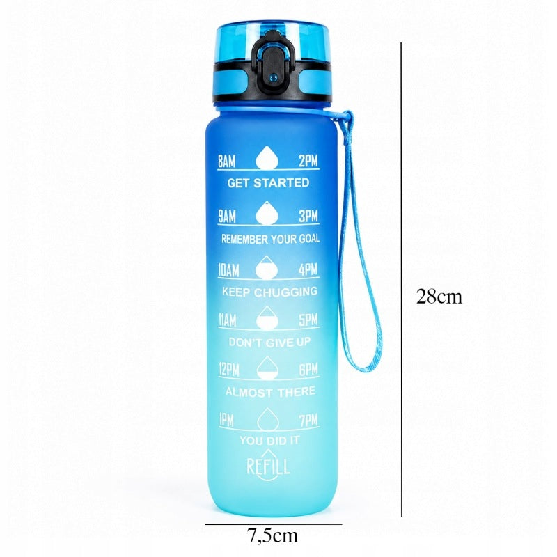 Bottle with mouthpiece for motivational water Ombre 1l Turquoise Manufacturer code DH17