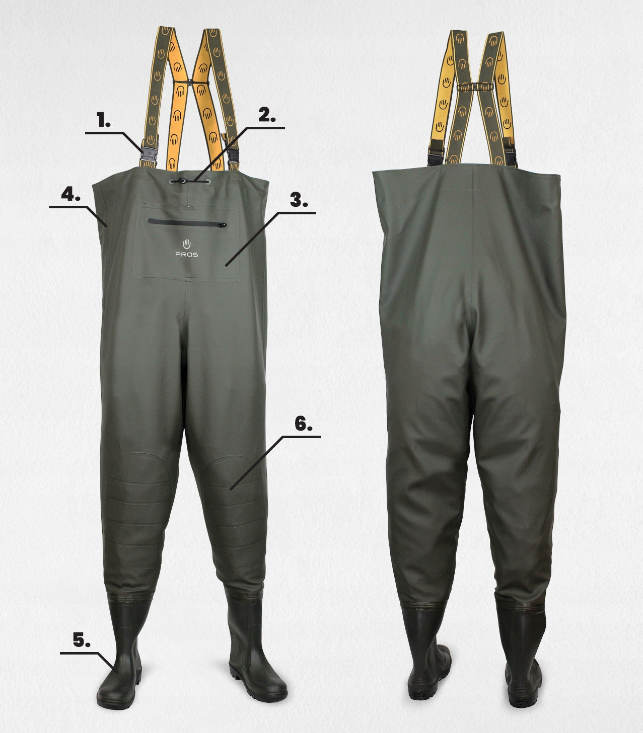 Bottoms with Front Closure Pocket Pros Fishing Harness High Kind high (up to chest)