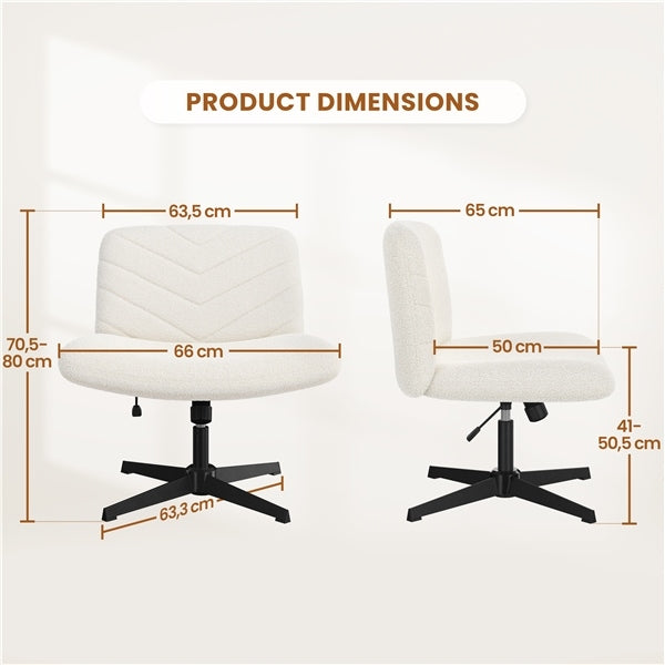 Bouclé Fabric Office Chair, Swivel, Wide, Colour Ivory Brand Yaheetech