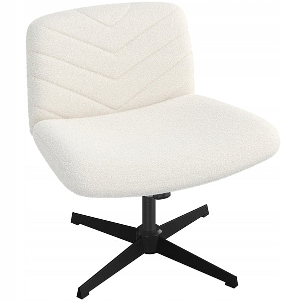 Bouclé Fabric Office Chair, Swivel, Wide, Colour Ivory