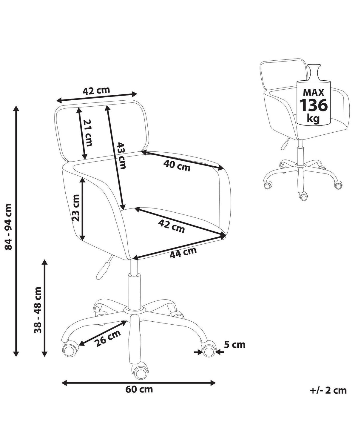 Boucle swivel office chair light beige Medical device no