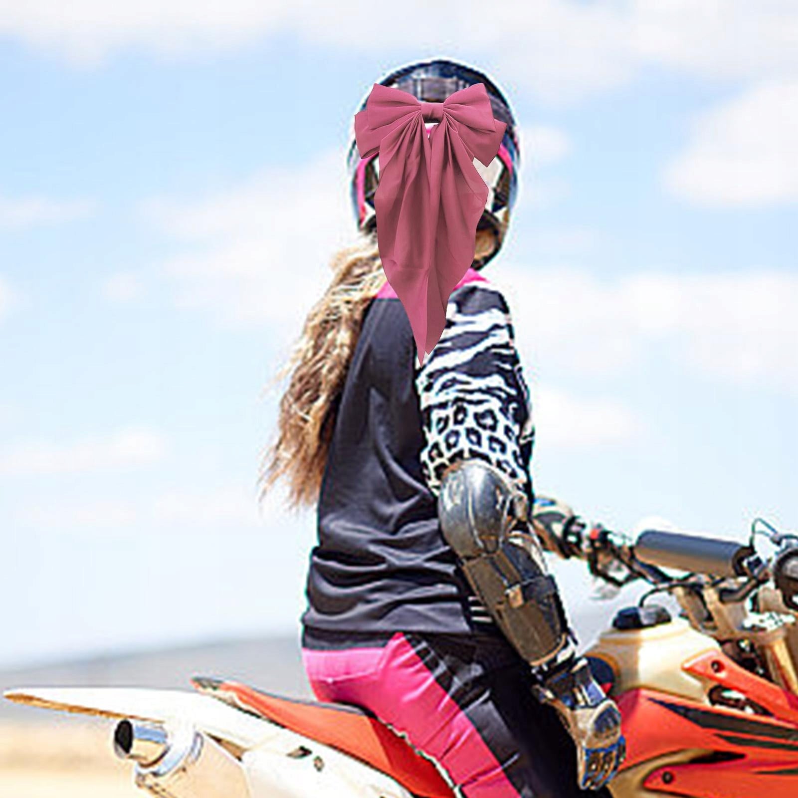 Bowknot Helmet Decor Removable Reusable Cute Large Bow Helmet Pink
