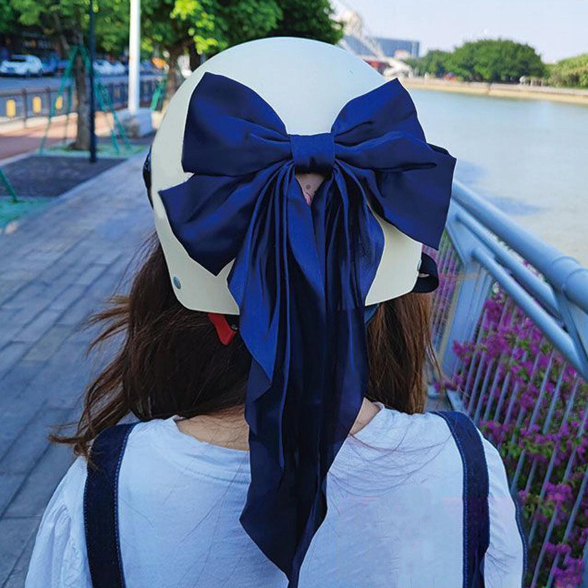 Bowknot Helmet Decor Removable Reusable Cute Large Bow Helmet Red Manufacturer no brand