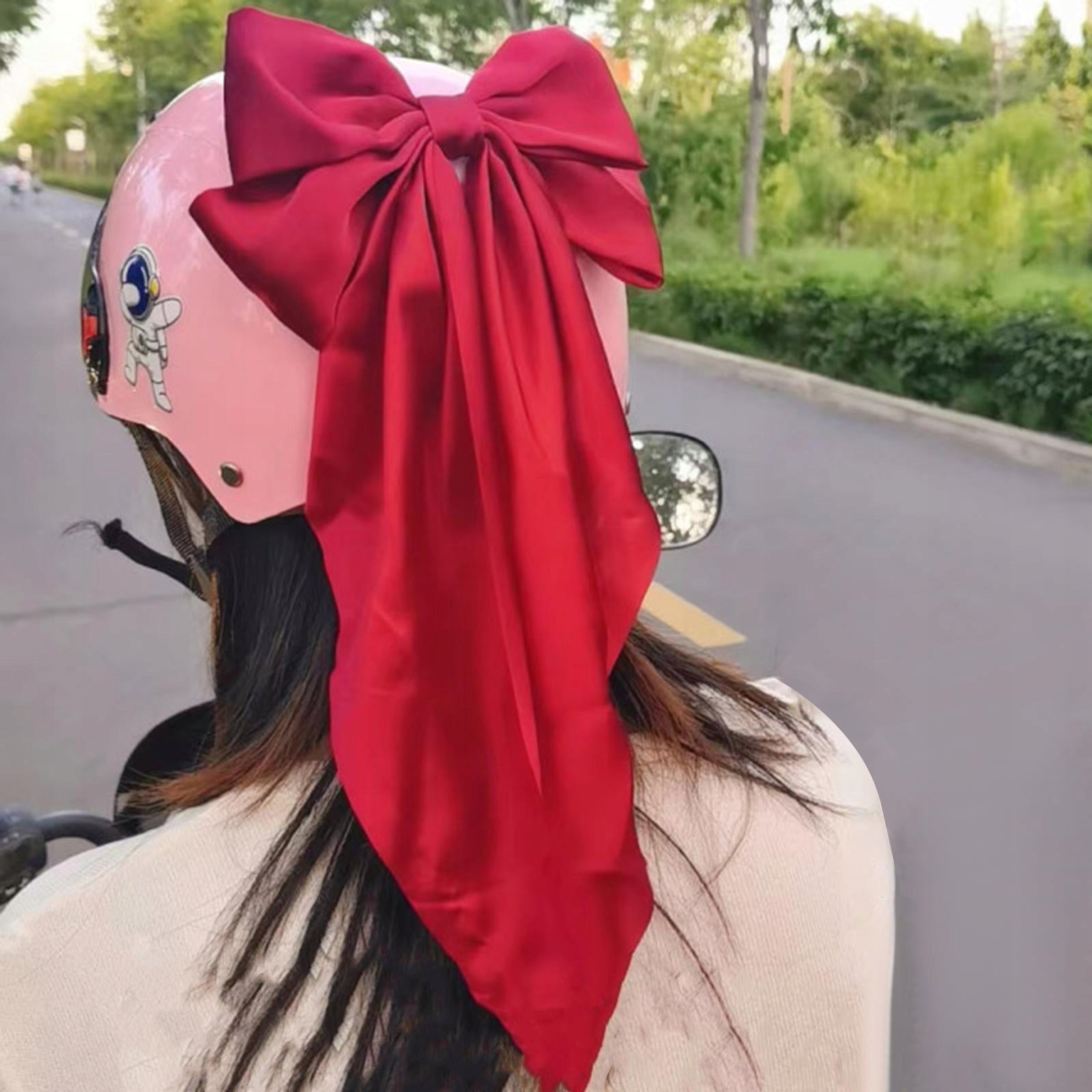 Bowknot Helmet Decor Removable Reusable Cute Large Bow Helmet Red Packaging status original
