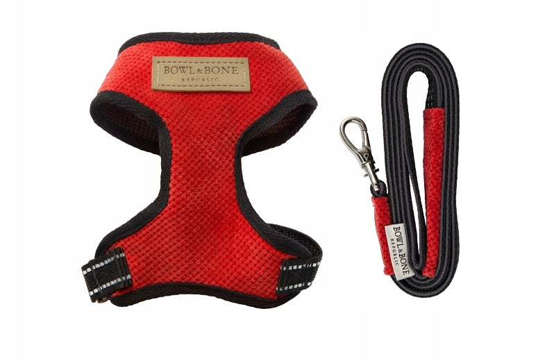 Bowl&Bone Dog Harness and Leash CANDY M Red