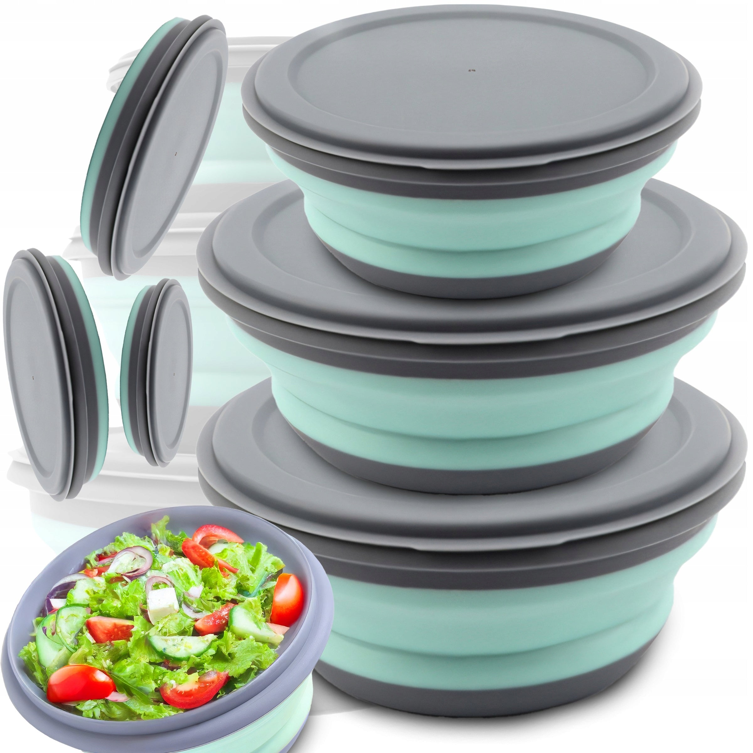 Bowls Travel Containers Silicone Folding with Lids Set of 3