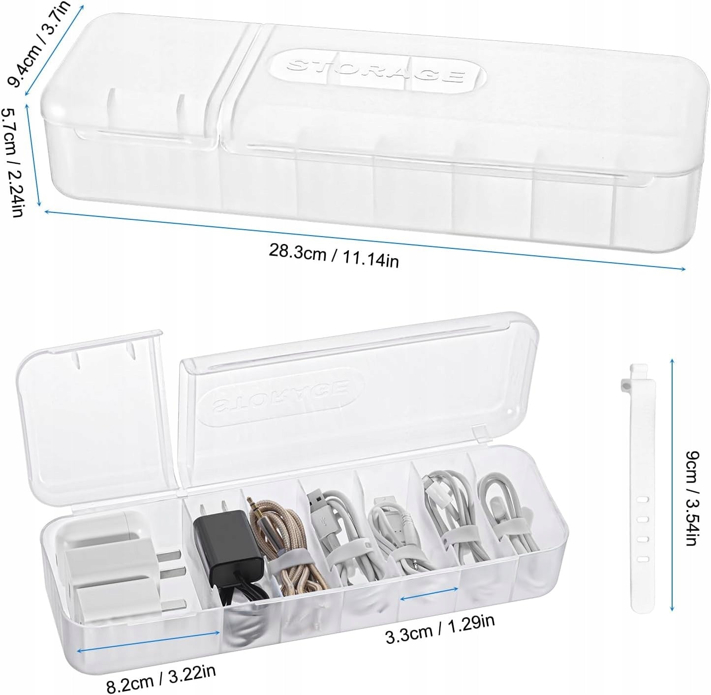 Box Cable Organizer 2 Pcs Container for Chargers Wires Packaging status original