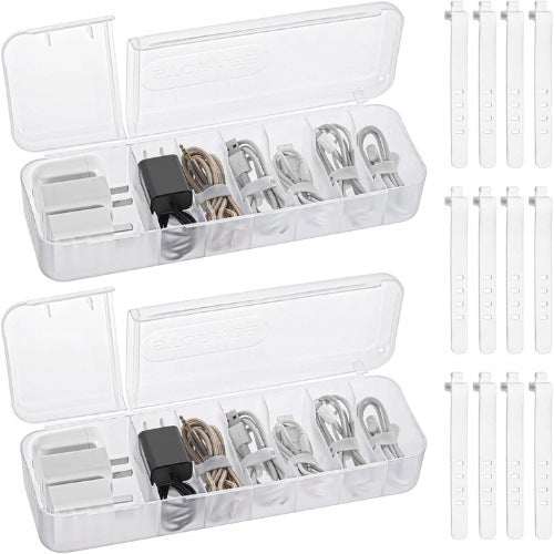 Box Cable Organizer 2 Pcs Container for Chargers Wires
