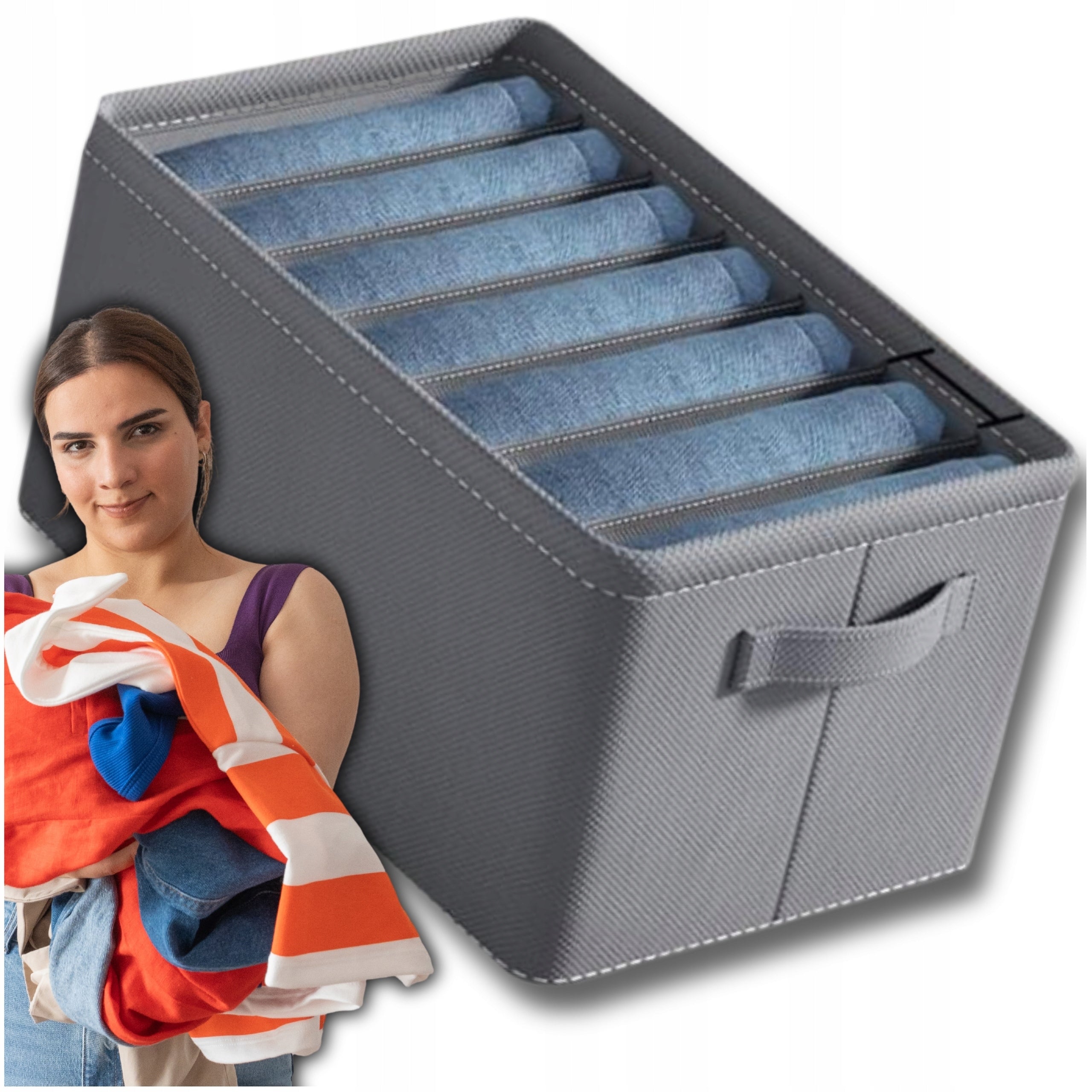 Box Drawer Organizer Padded Cabinet Container Grey