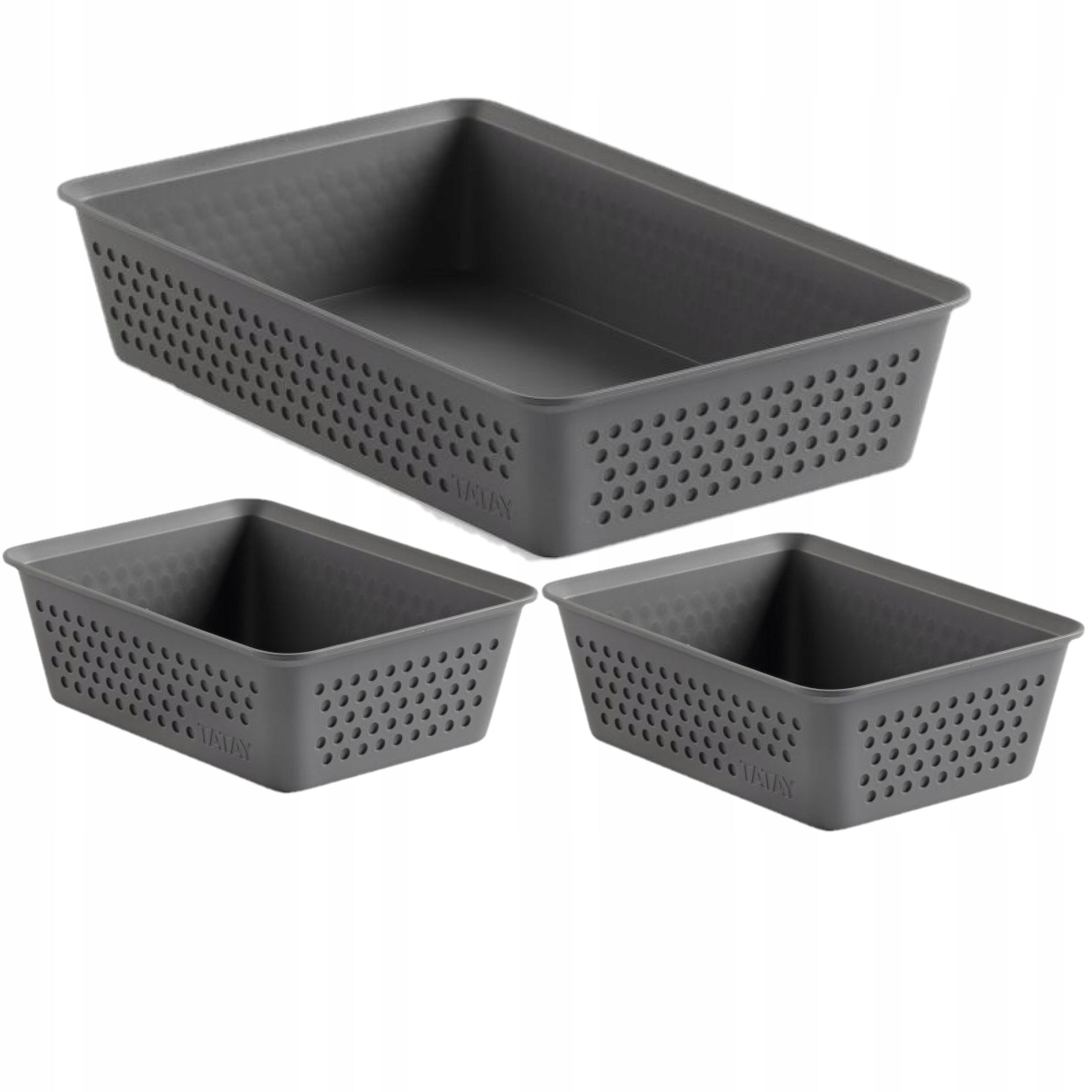 Box Organizer Container Set 3pcs Grey Bohol TATAY for Home Kitchen