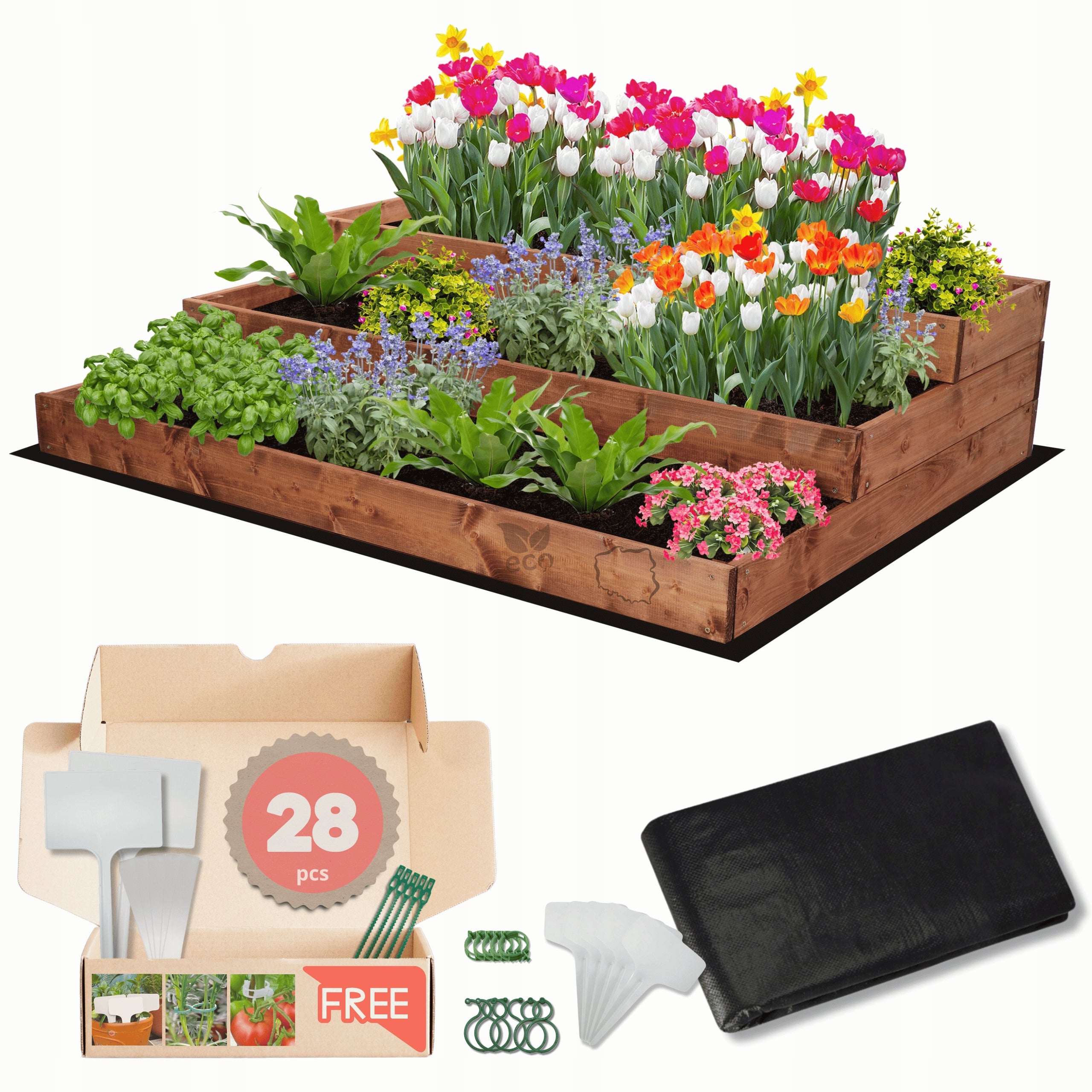 Box vegetable garden planter bunk bed trellis 27x120x90 impregnation eco