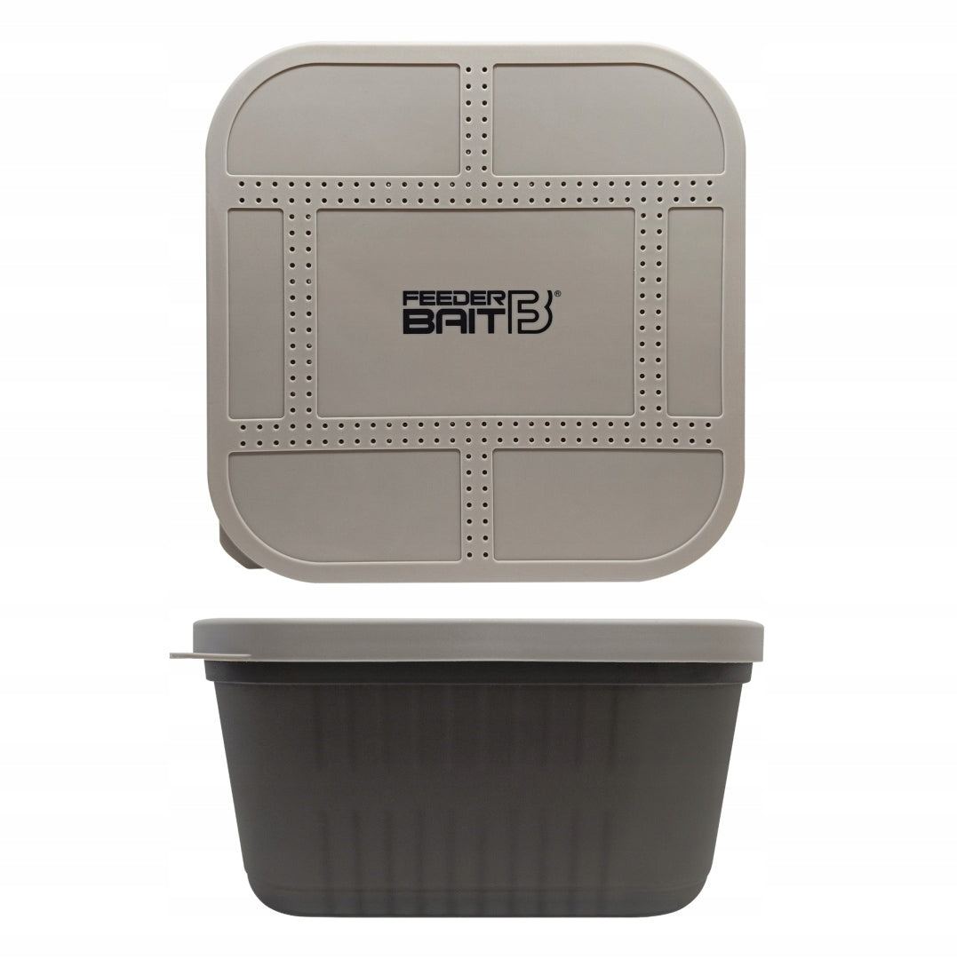 Box with strainer Feeder Bait grey 1,9L for soaking Pellet Model FB-01
