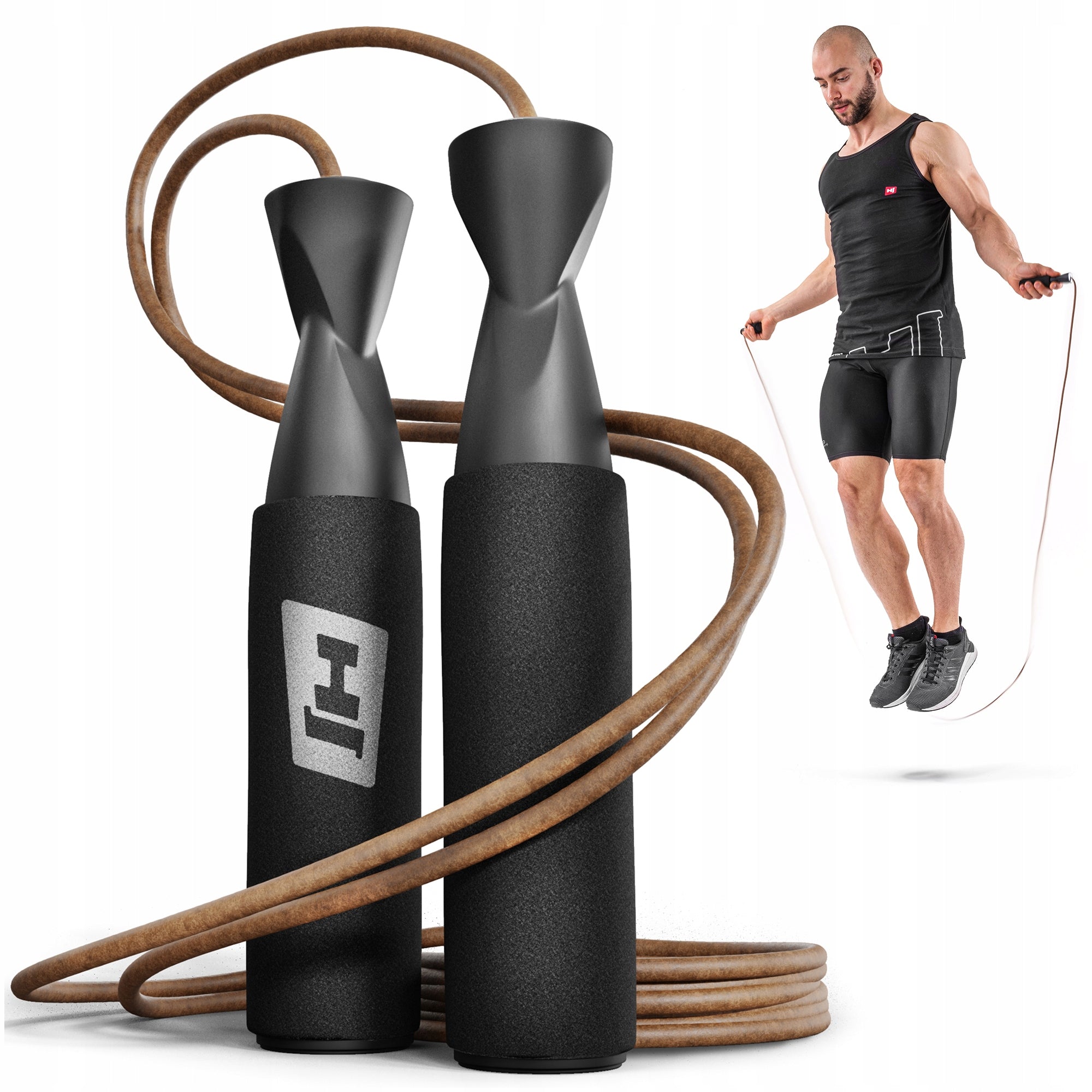 Boxing Leather Jump Rope with Bearings Adjustable for Exercise Fast Strong Color black