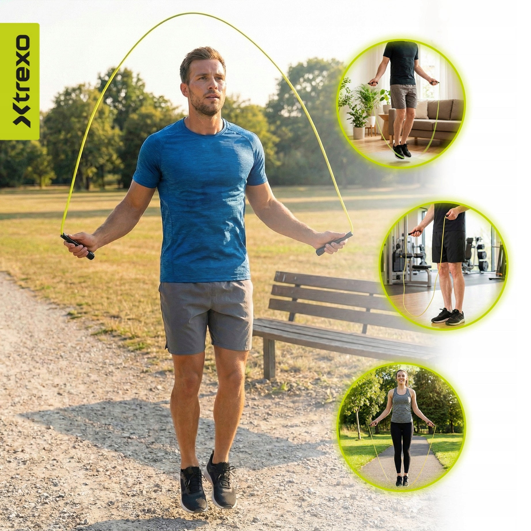 Boxing jump rope XTREXO basic with lime bearing OS FOR CARDIO TRAINING Brand Xtrexo