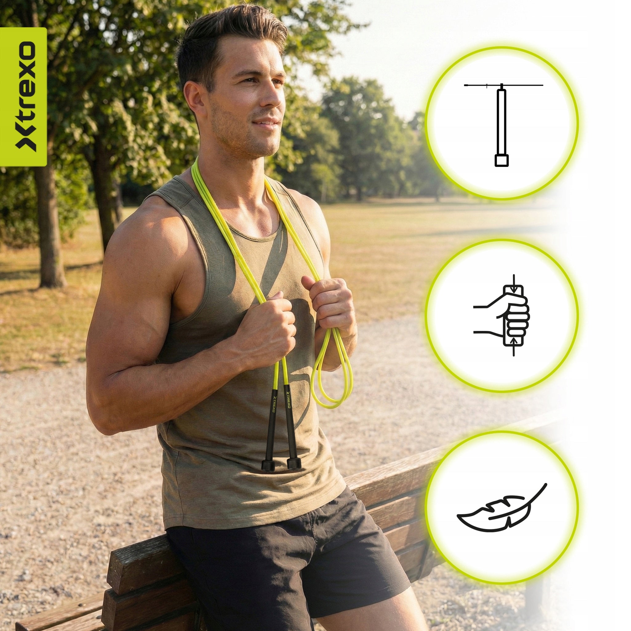 Boxing jump rope XTREXO basic with lime bearing OS FOR CARDIO TRAINING Model Basic