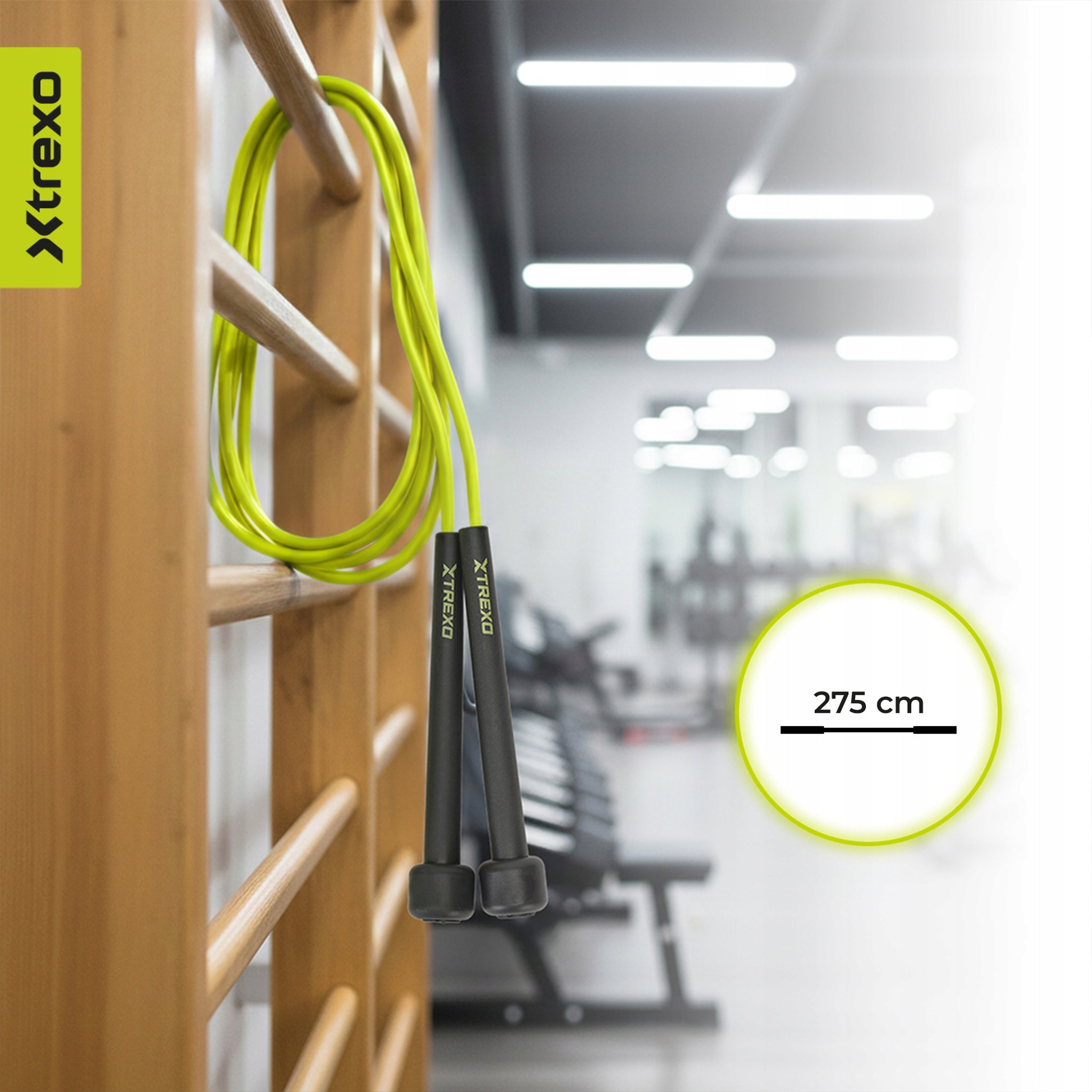 Boxing jump rope XTREXO basic with lime bearing OS FOR CARDIO TRAINING Rope length 275 cm