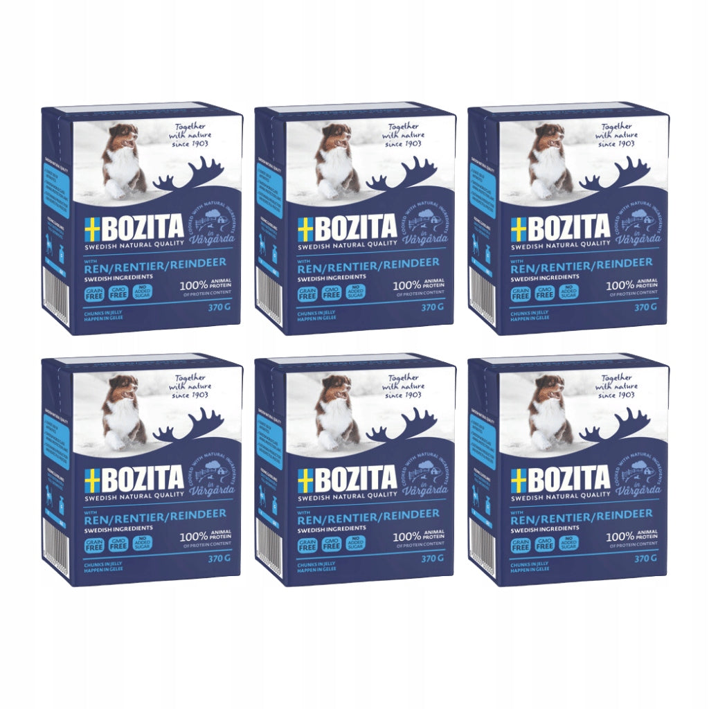 Bozita with reindeer wet dog food carton 6x370g