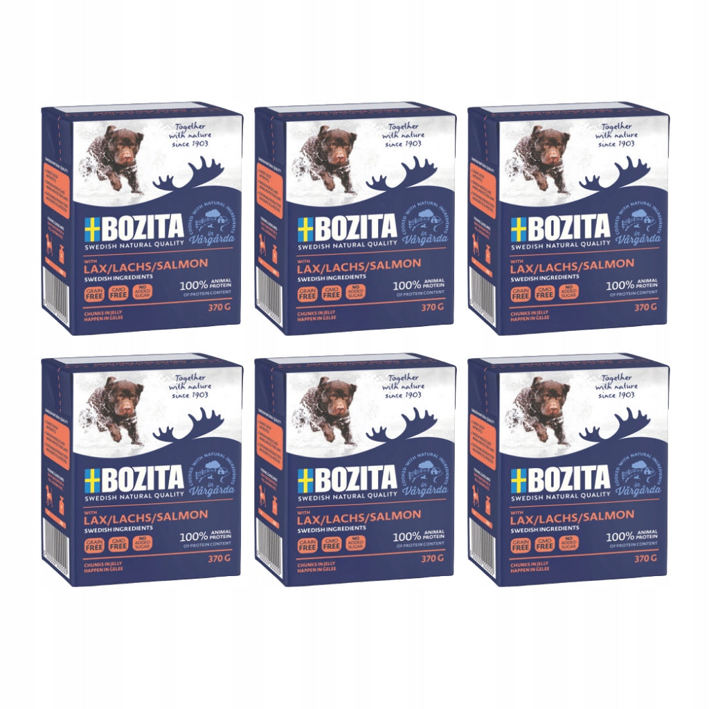 Bozita with salmon - wet food for dogs, carton 6x370g