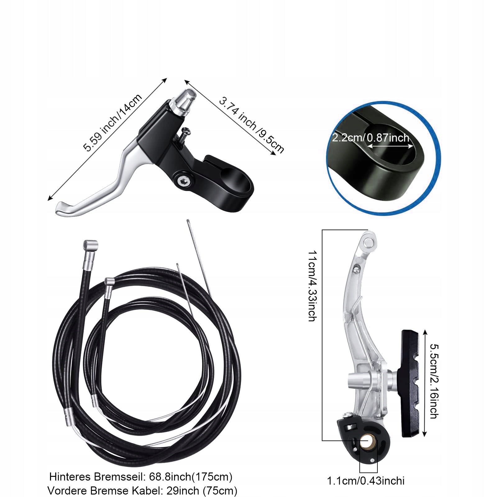 Brake set front rear Brake V-brake cable pads MTB levers Brand no brand