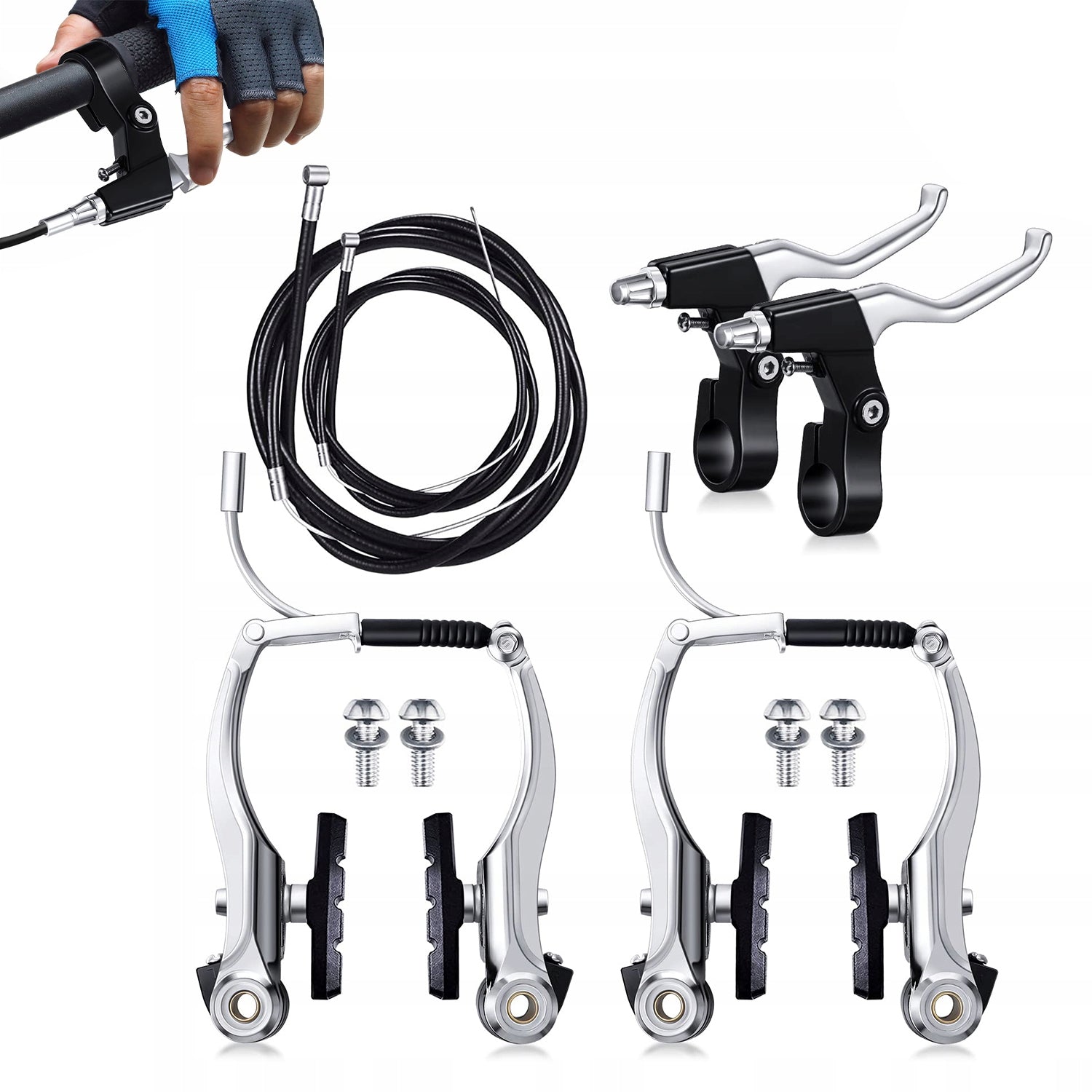 Brake set front rear Brake V-brake cable pads MTB levers