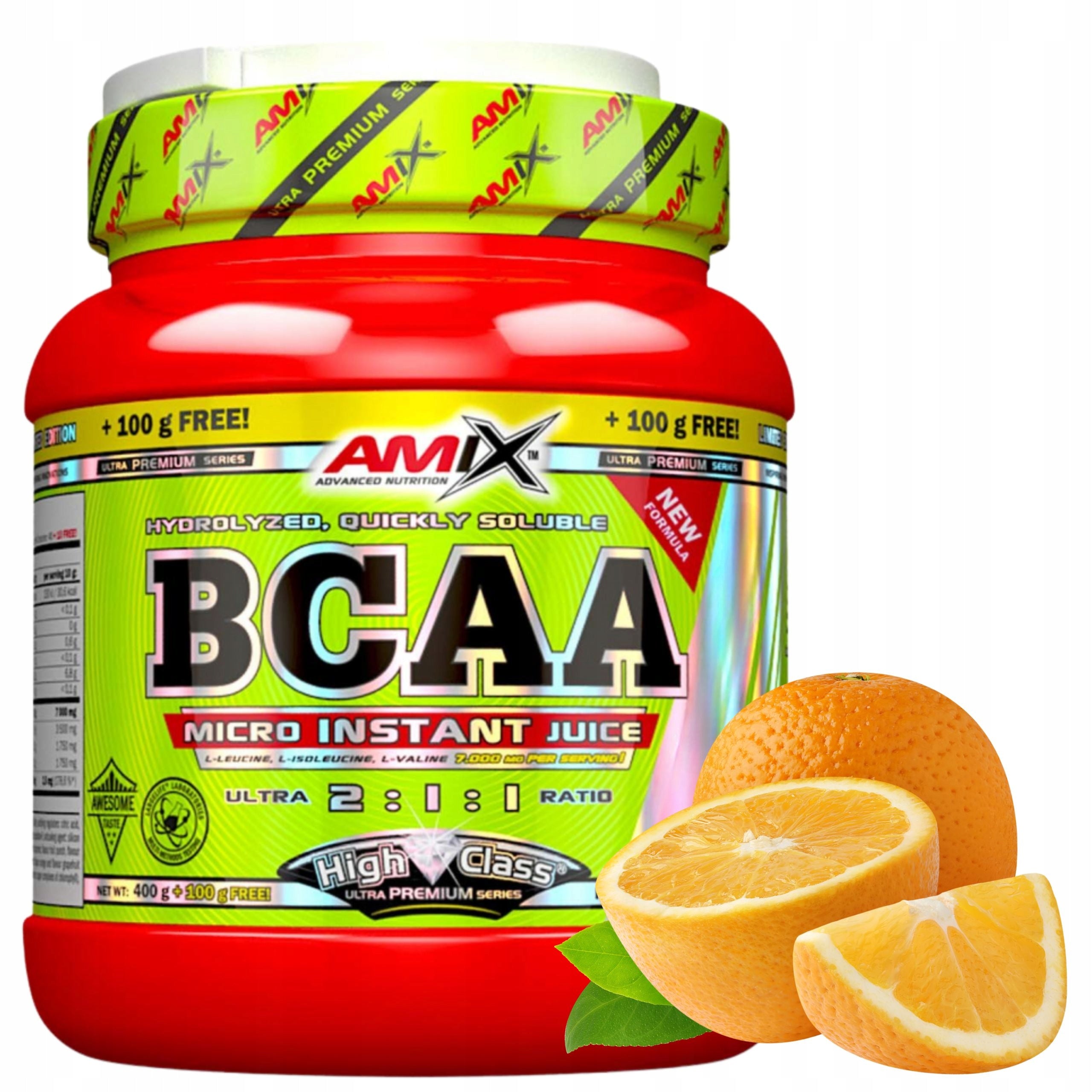 Branched chain amino acids 2:1:1 BCAA Muscle Regeneration Orange Flavour 500g
