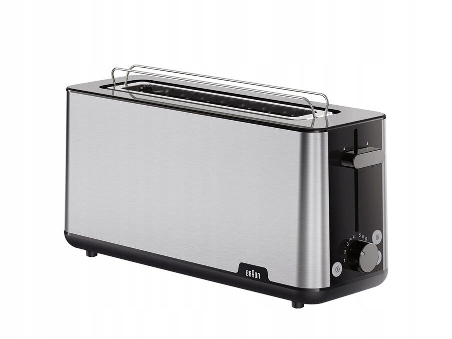 Braun PurShine long toaster 25 cm, 8 levels, steel/black, defrosting