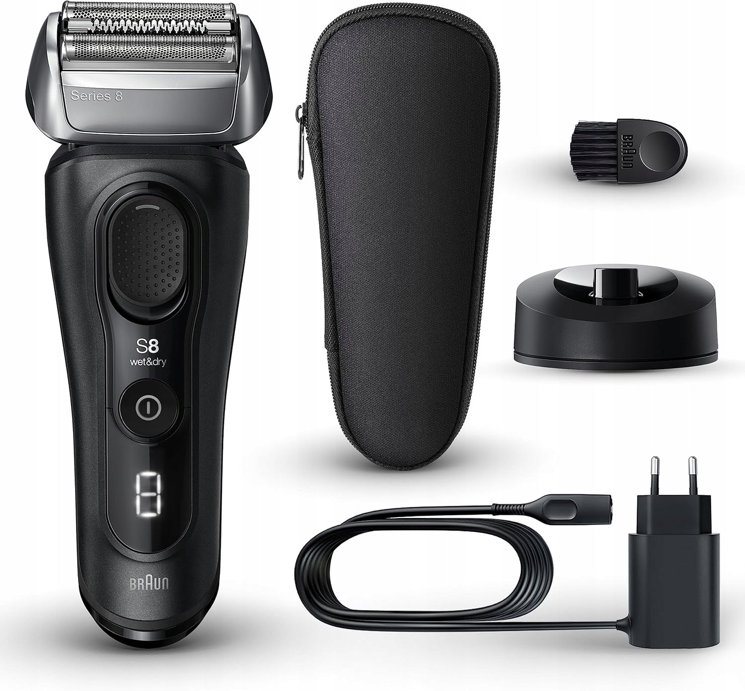 Braun Series 8 Men's Shaver 4+1 Wet&Dry Charging Station Case Silver