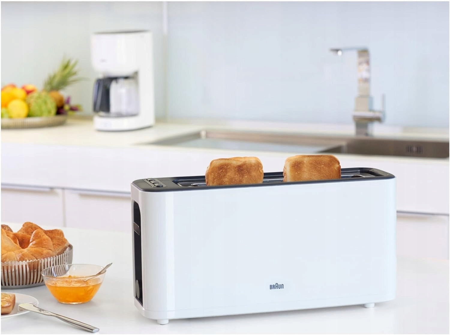 Braun Toaster 1000W 2 sockets cancellation stainless steel white HT3100WH Power rating 1000 W