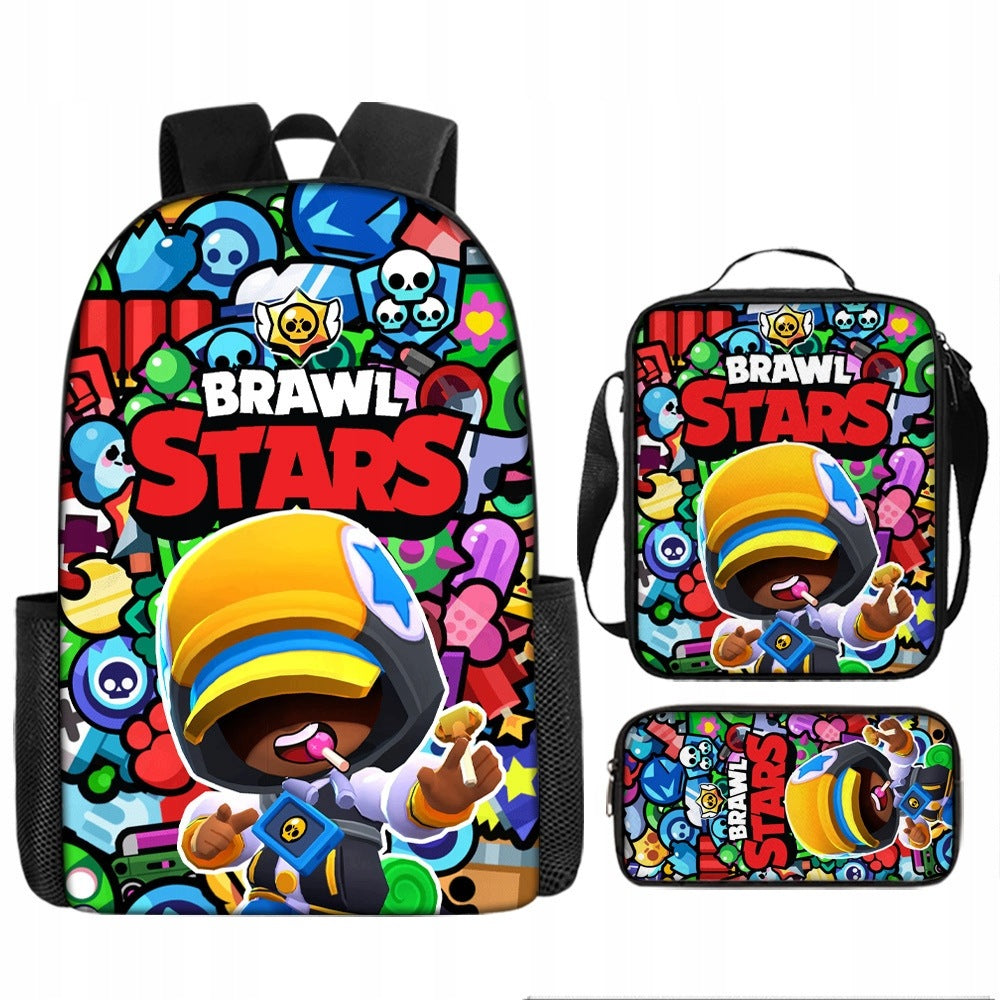 Brawl Stars SCHOOL BACKPACK SATCHEL BAG SET PENCIL CASE 3IN1 DESIGNS STYLE Manufacturer code drey6tryhdfrg