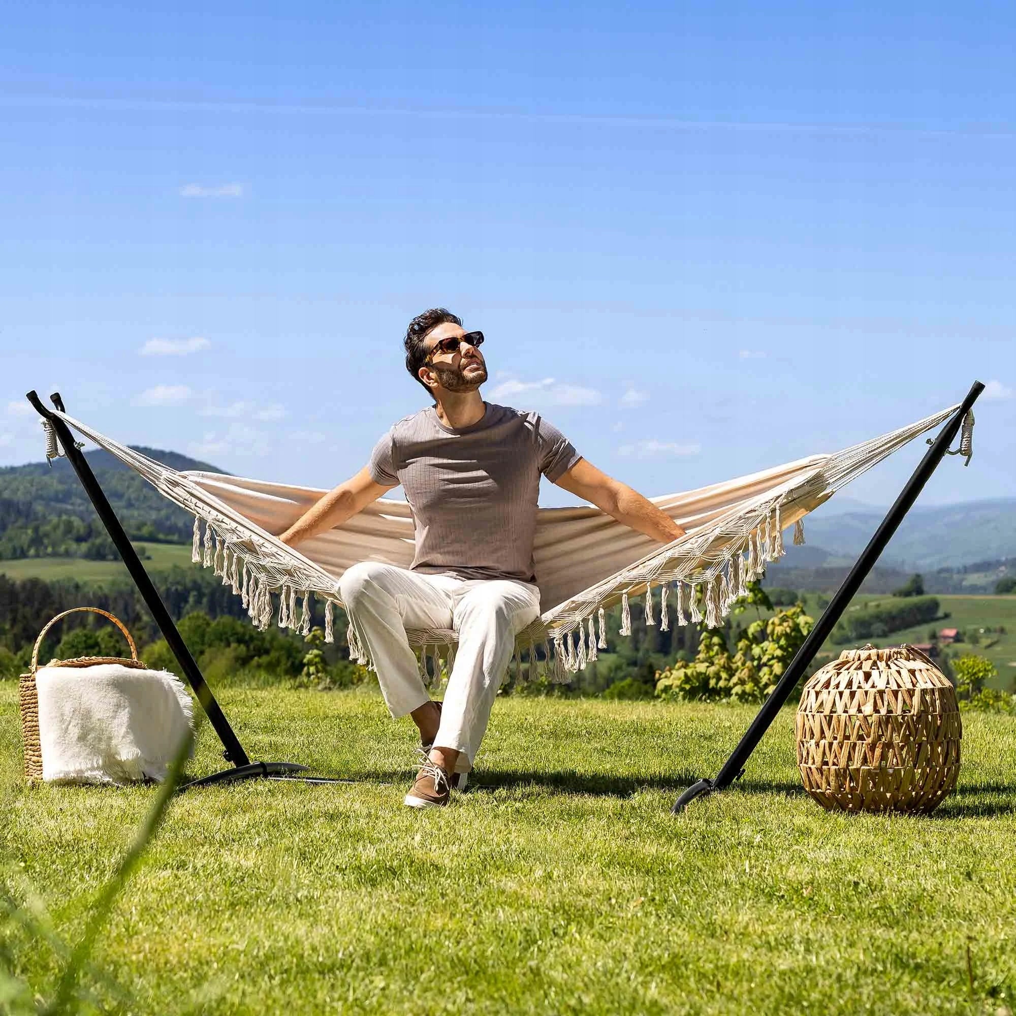 Brazilian Hammock with Tassels Garden Hammock Hanging Bari Hammock Divolio Total length 280 cm