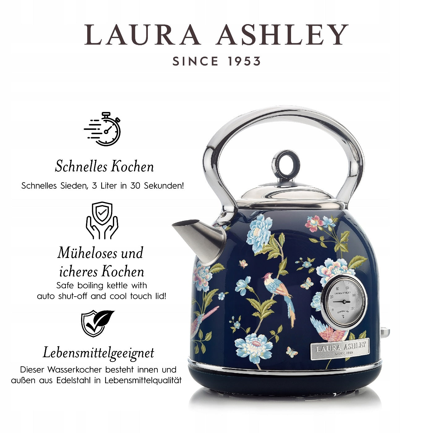Breakfast set Laura Ashley – dome kettle 1,7 l and toaster for 4 steps Model Dome kettle + 4 Slice bundle