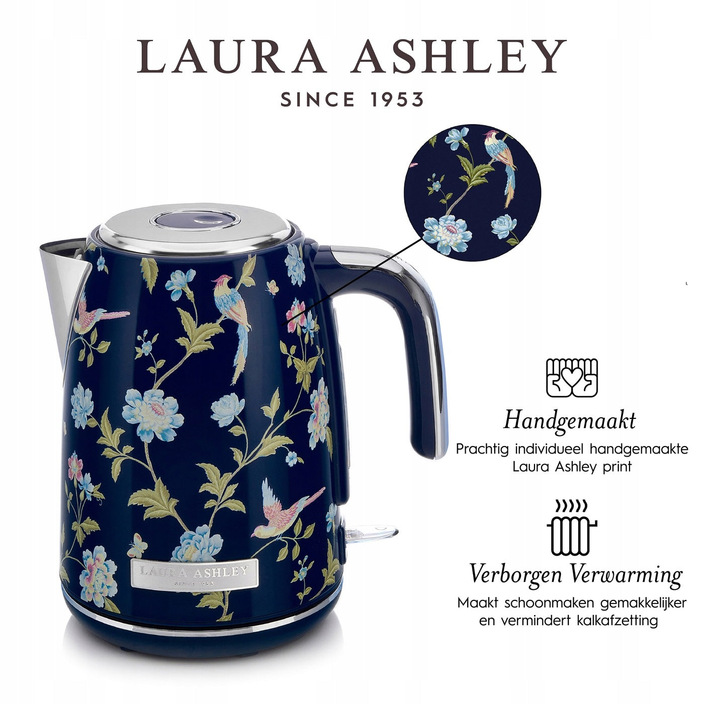 Breakfast set Laura Ashley – kettle 1,7 l and 2-slot toaster Elve Model Jug kettle + 2 Slice bundle