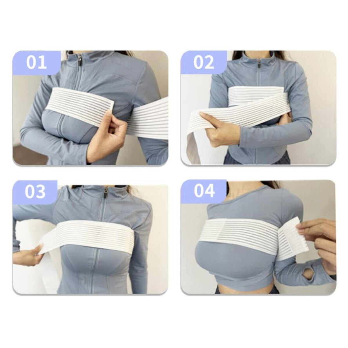 Breast Compression Band Breathable Chest Belt Elastic Sports Strap White Packaging status original