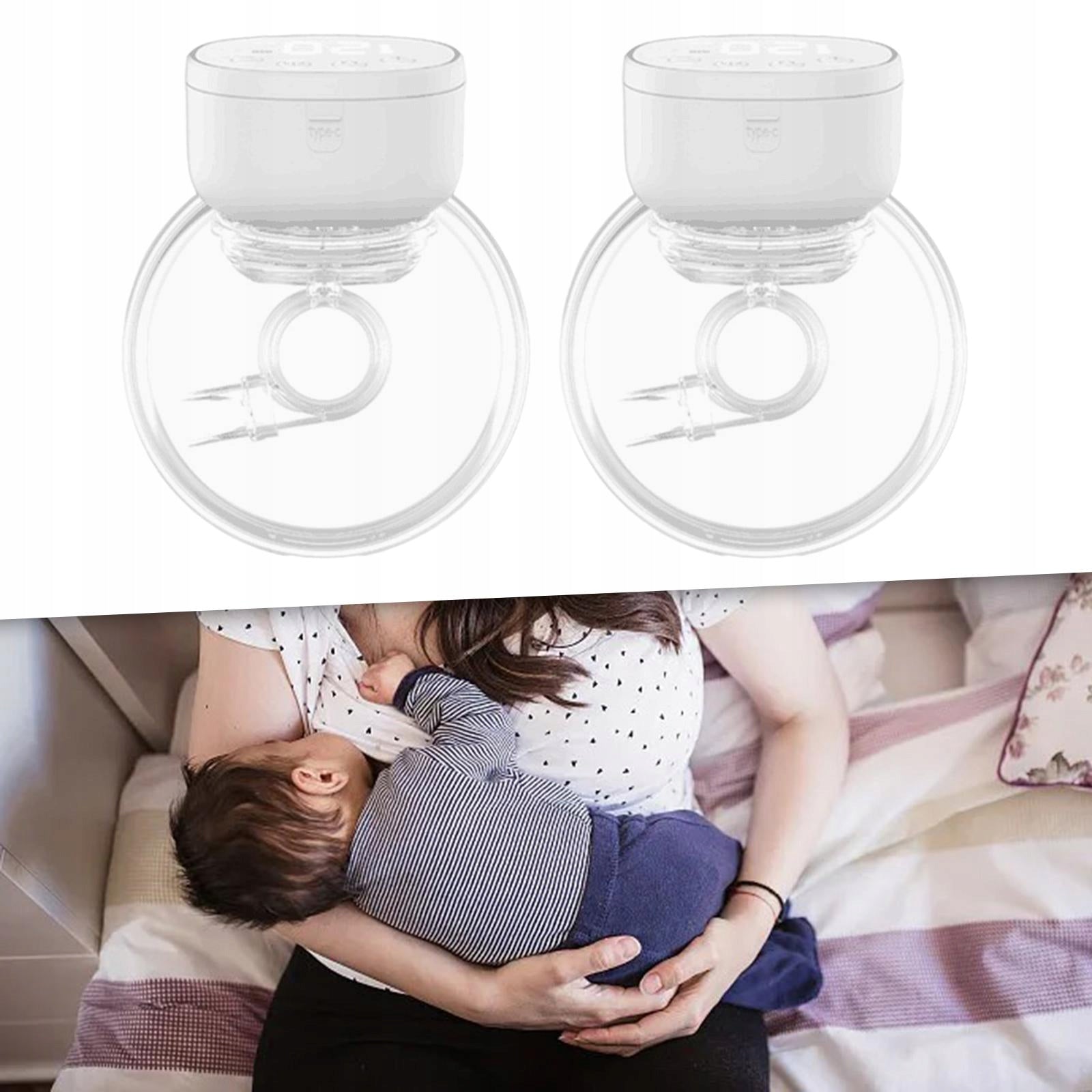 Breast Pump Wearable 3 Modes 9 Levels Anti Backflow Design Smart White 2pcs
