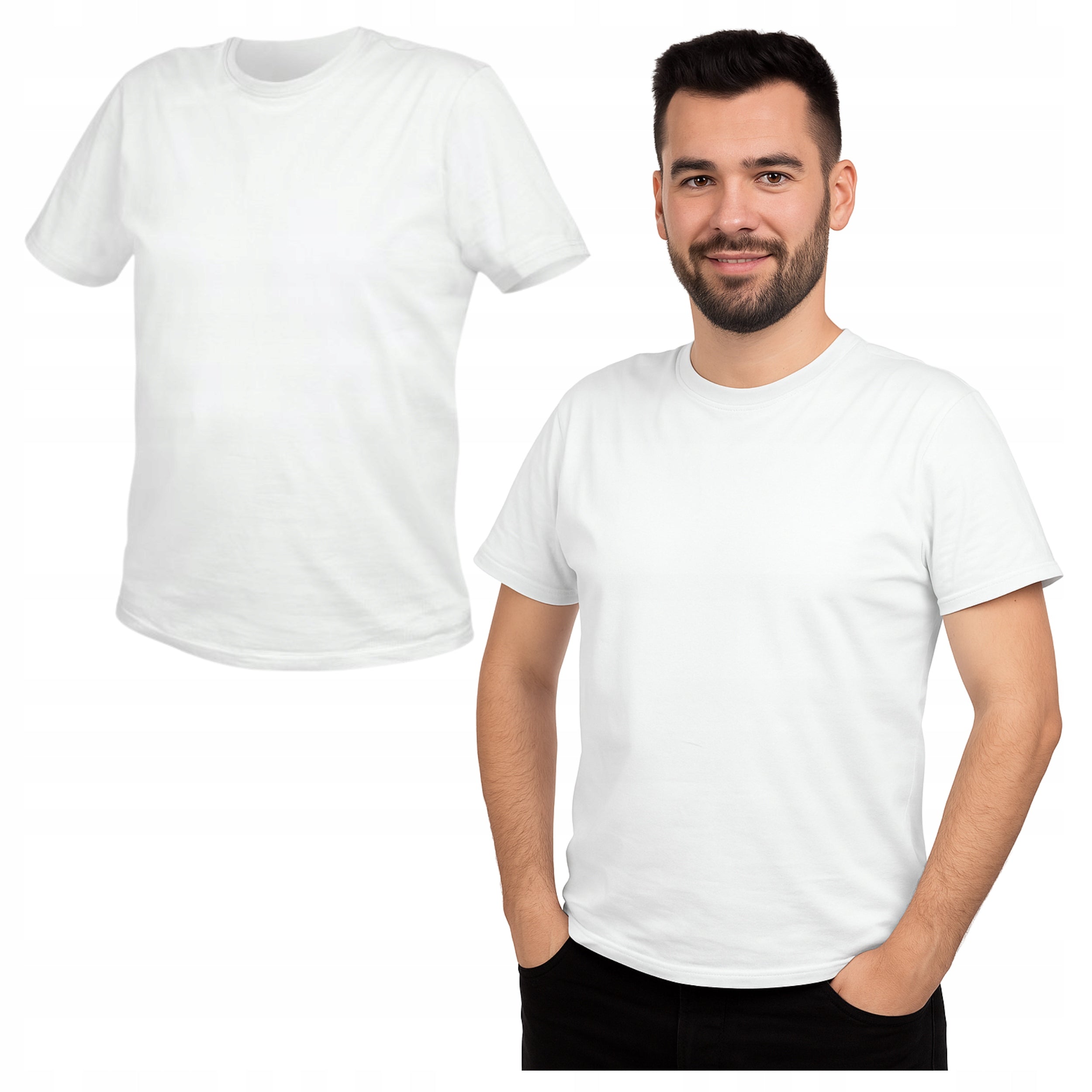 Breathable Men's Work T-Shirt White Short Sleeve Cotton