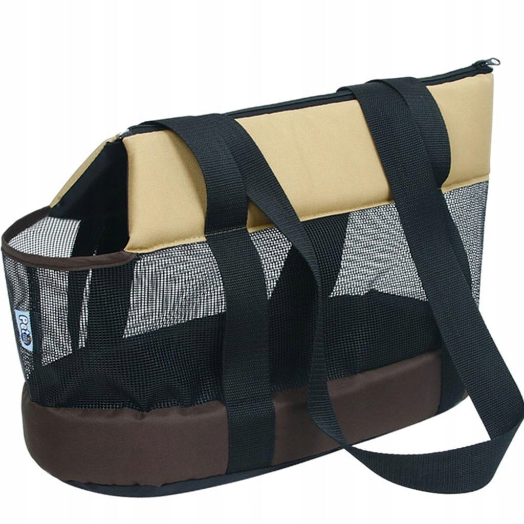 Breathable Pet Carrier Bag Dogs Cats Bag Basket Portable Outdoor Brown S