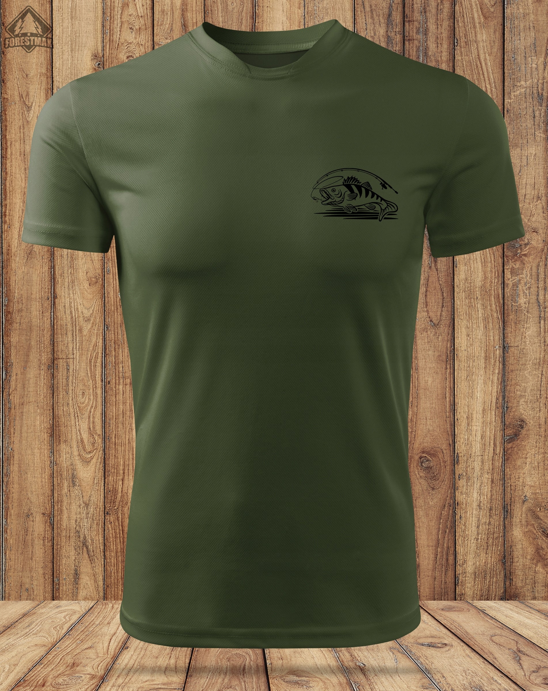Breathable men's khaki T-shirt for Fisherman as a gift print PERCH size L Size L