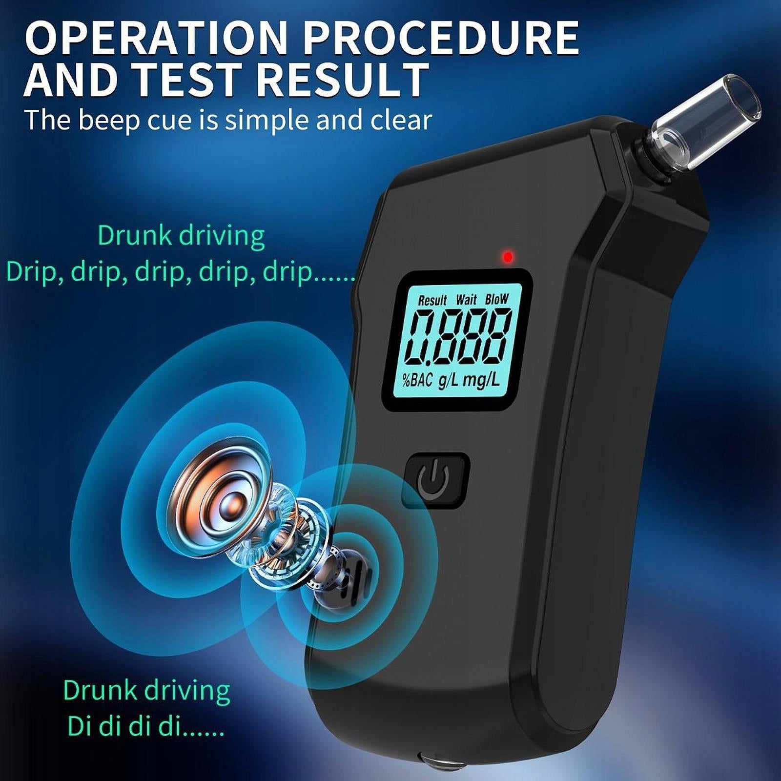 Breathalyzer Accuracy Detector for Home with LCD Digital Display Medical device no