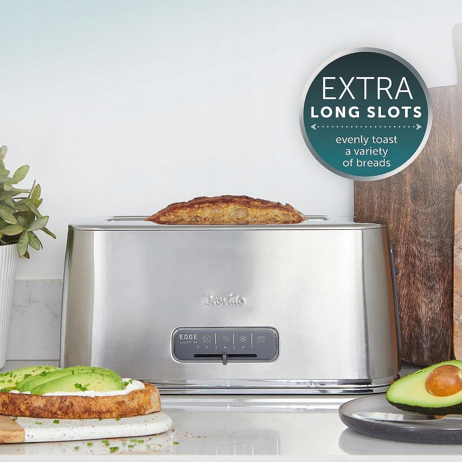 Breville Edge Silver 4-Slice Toaster with Extra Long Slots and High-Lift | Power rating 1400 W