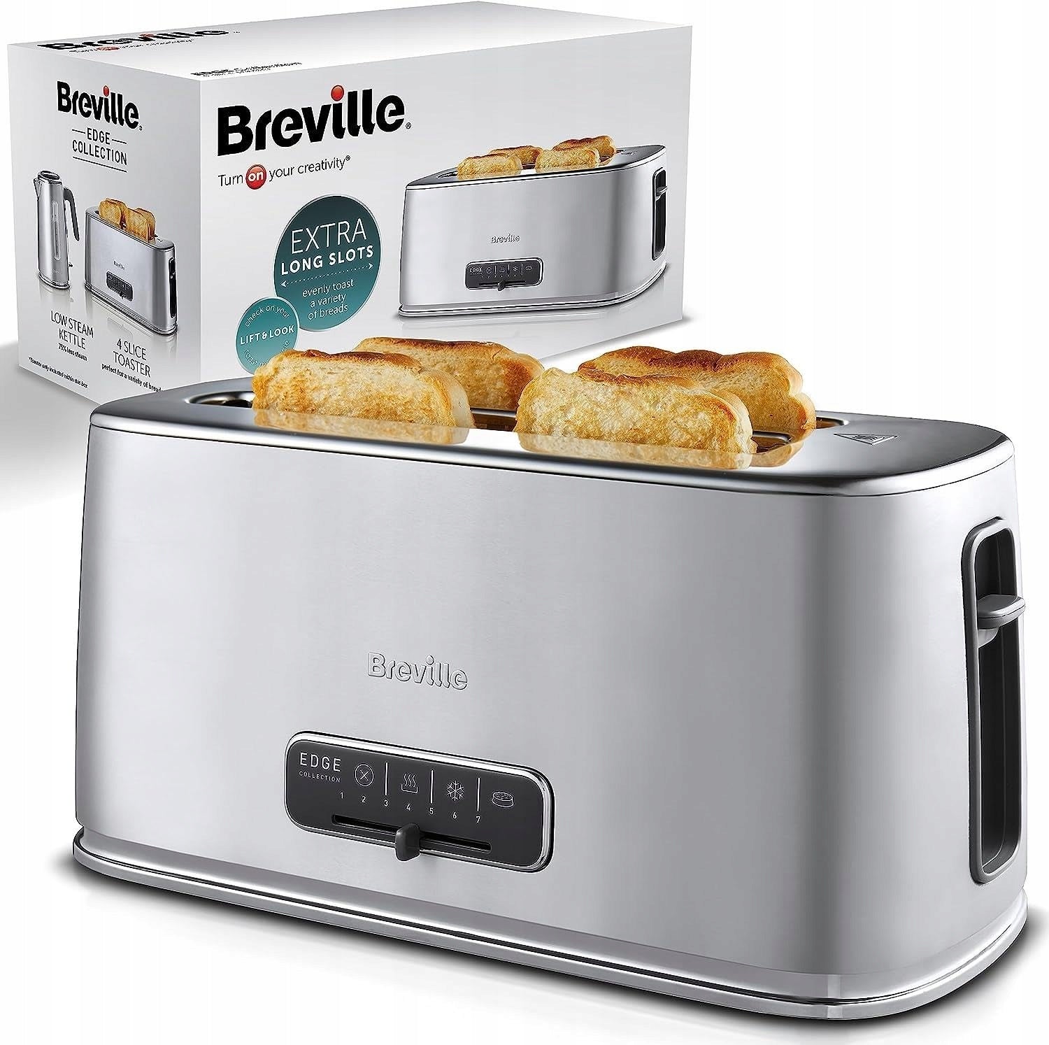 Breville Edge Silver 4-Slice Toaster with Extra Long Slots and High-Lift |