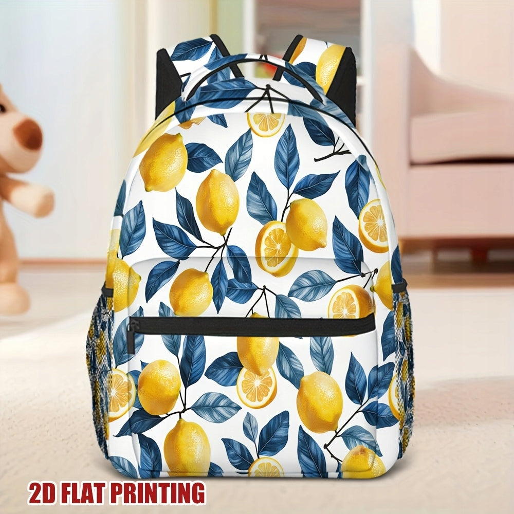 Bright Lemon Print Backpack for Campus, Travel, and Commute
