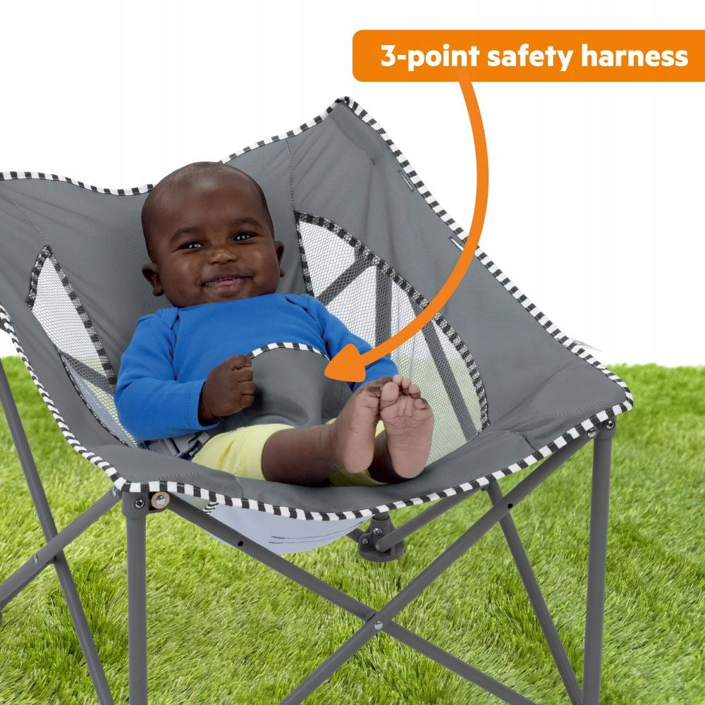 Bright Starts - Pop N Chill Folding Travel Seat with Canopy - Grey Manufacturer code 5676