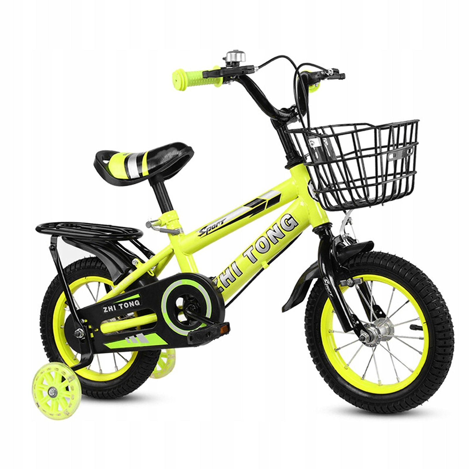 Bright yellow children's bike, suitable for outdoor riding. Brand no brand