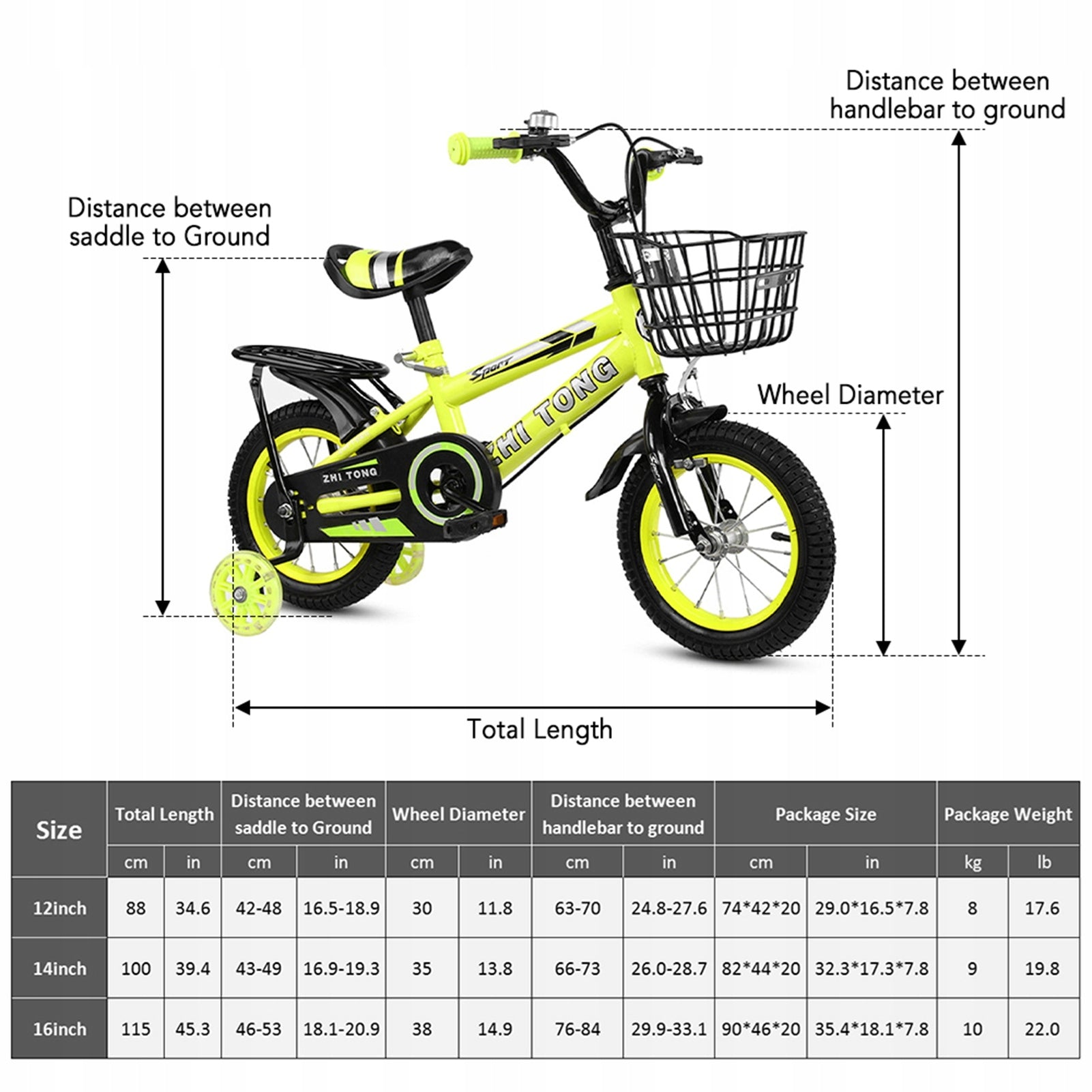 Bright yellow children's bike, suitable for outdoor riding. Model 1